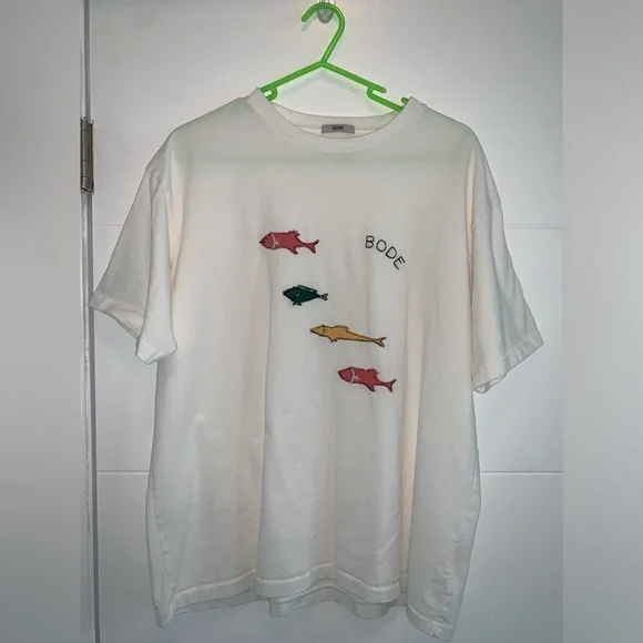 Bode Fish Appliqué Cotton T-Shirt Men’s Size Small AUTHENTIC - Picture 5 of 9